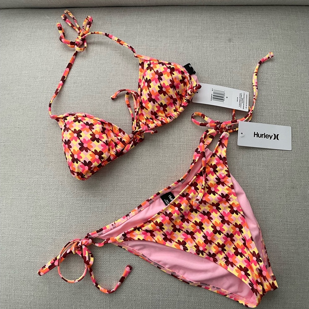 Hurley Pink and Orange Floral Bikini